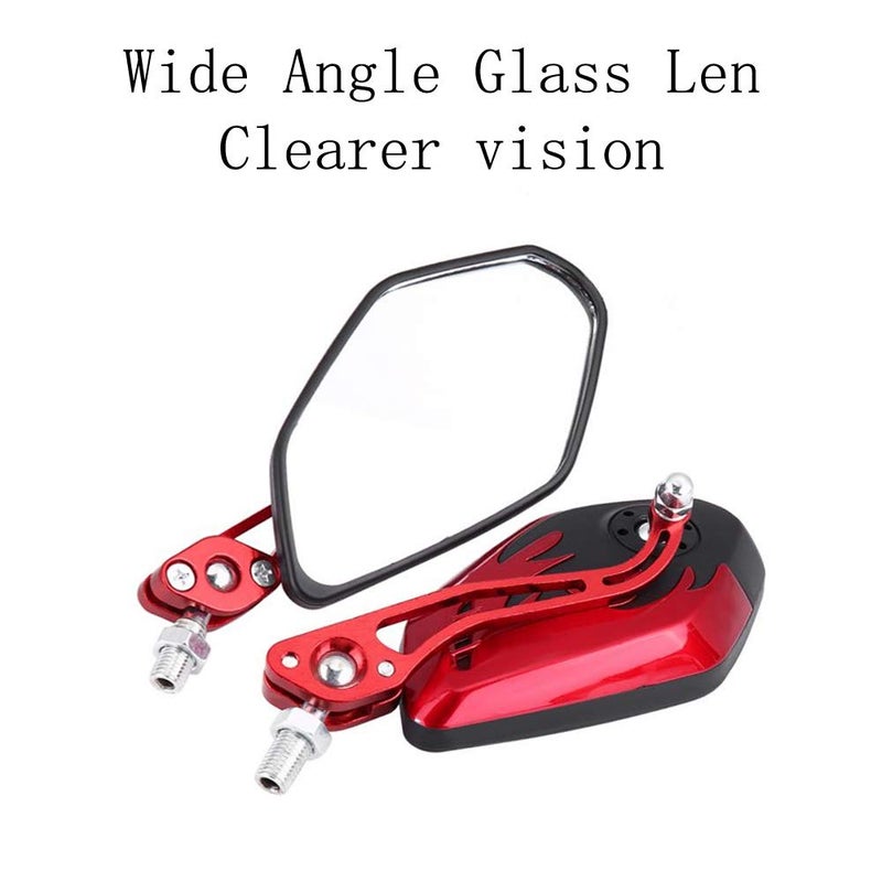 ESUPPORT Red Motorcycle Motorbike 8mm 10mm Rearview Side Mirror ATV Scooter Bike Flame Fire - Image 4